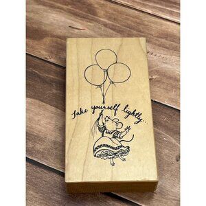 1999 PSX K-2677 SUGAR & MICE WOOD MOUNTED RUBBER STAMP BALLOON FUNNY